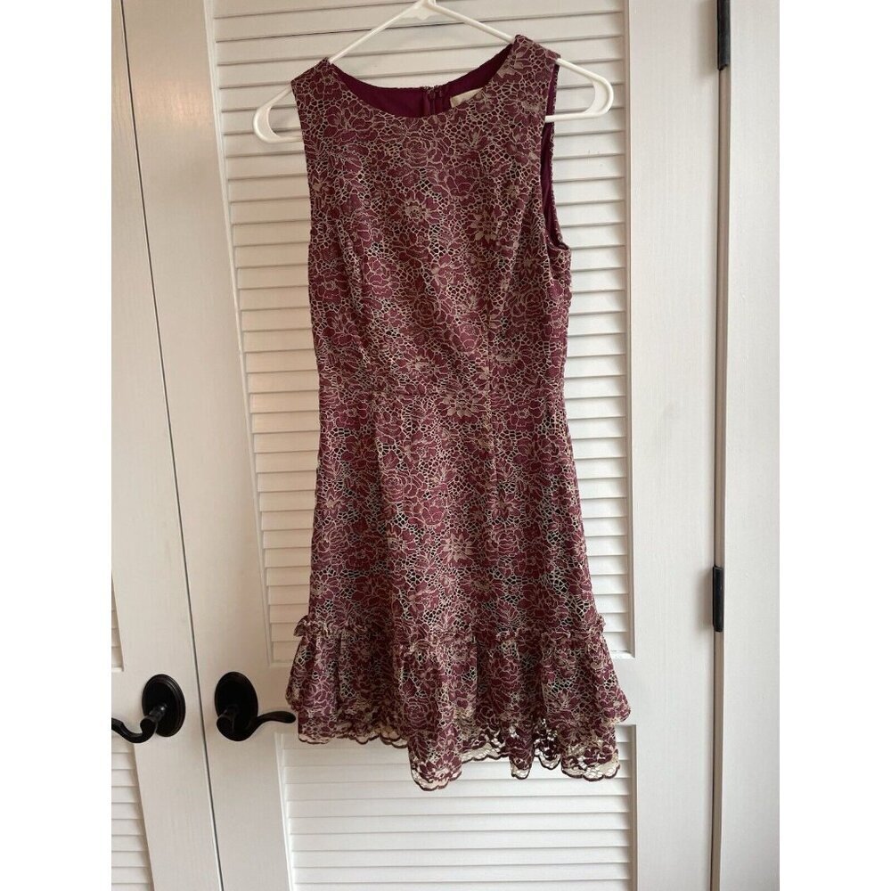 Alter'd State Sleeveless Burgundy Floral Dress Womens S Ruffle Hem Romantic Mini